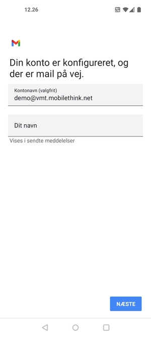 Giv din konto et navn og indtast dit navn. Vælg NÆSTE