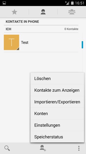 Wählen Sie die Menü-Taste und wählen Sie Importieren/Exportieren