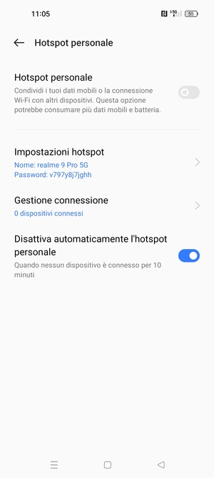 Seleziona Impostazioni hotspot