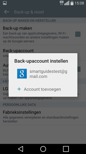 Selecteer uw back-up-account