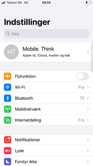 Vælg Apple-id, iCloud, medier og køb