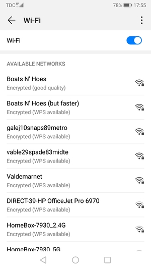 Select the wireless network you want to connect to