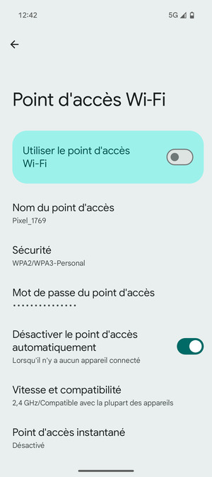 Sélectionnez Mot de passe du point d'accès