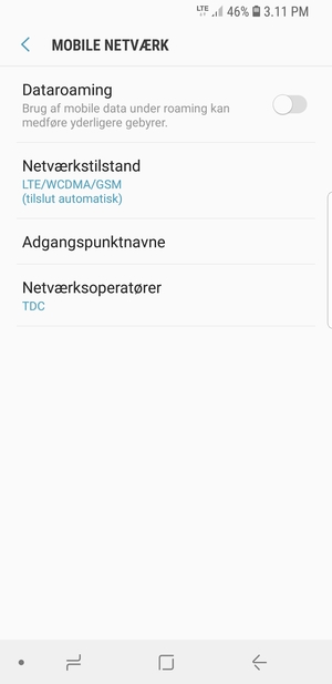 For at skifte netværk, hvis der opstår netværksproblemer, vælg Netværksoperatører