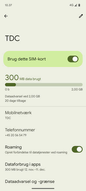 Slå Roaming til eller fra
