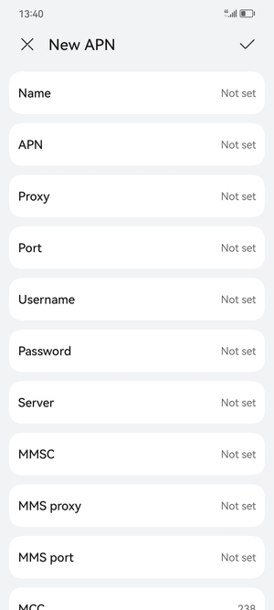 Enter MMS information