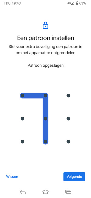 Teken een ontgrendelingspatroon en selecteer Volgende