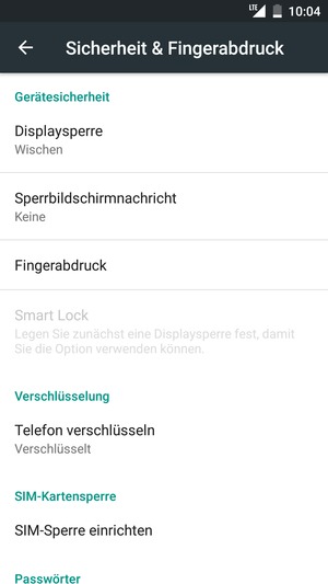 Wählen Sie SIM-Sperre einrichten