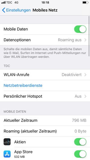 Wählen Sie Datenoptionen