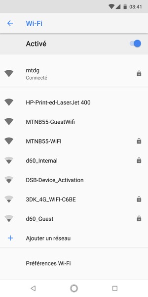 Vous êtes maintenant connecté au réseau Wi-Fi