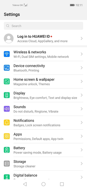 Scroll to and select Battery
