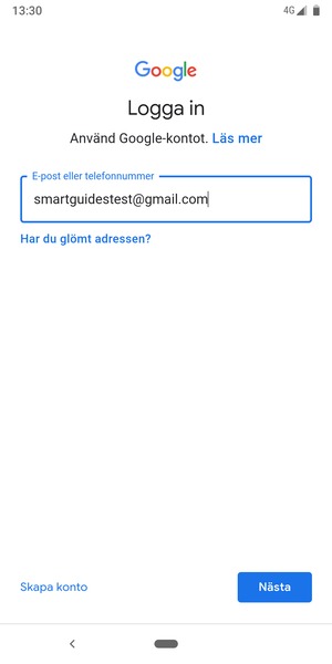 Ange din e-postadress och välj Nästa