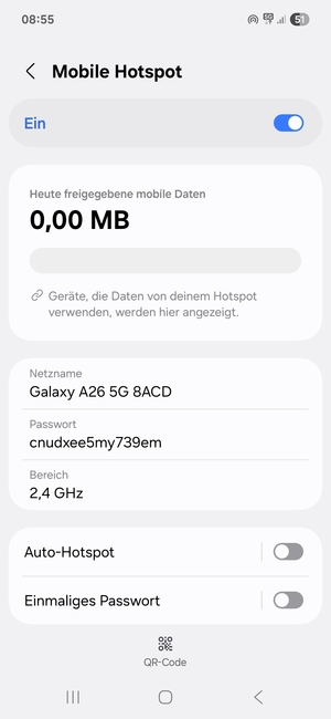 Ihr Handy ist jetzt für die Verwendung als Modem eingerichtet