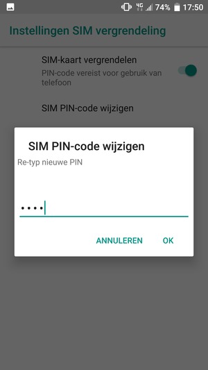 Bevestig uw nieuwe SIM PIN-code en selecteer OK