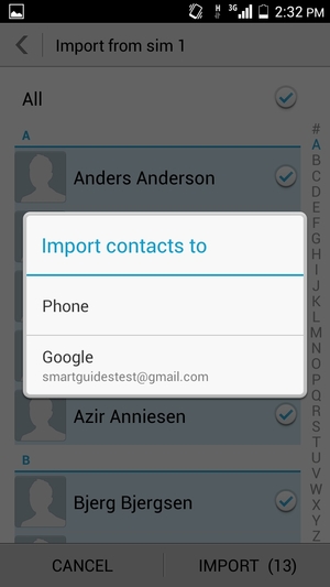 Select your Google account