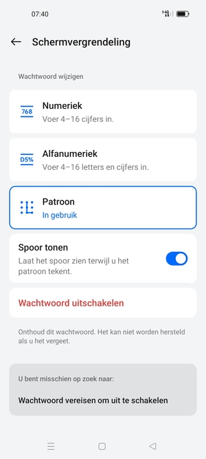 Uw telefoon is nu beveiligd met een schermvergrendeling