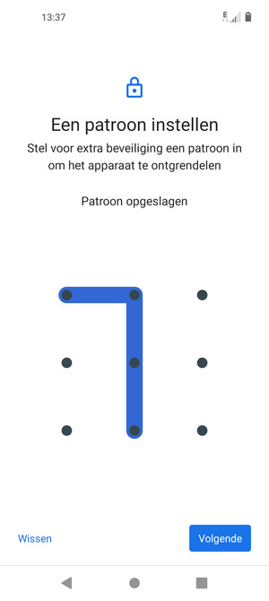 Teken een ontgrendelingspatroon en selecteer Volgende