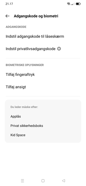Vælg Indstil adgangskode til låseskærm