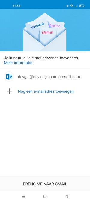 Selecteer BRENG ME NAAR GMAIL
