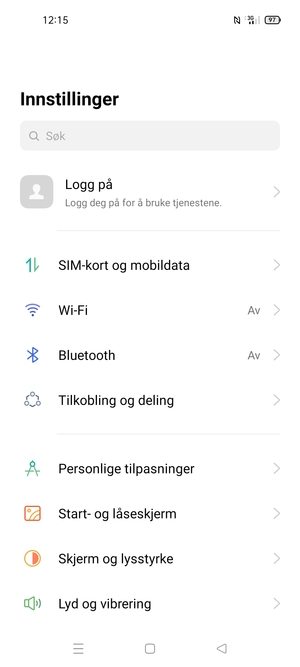Velg SIM-kort og mobildata