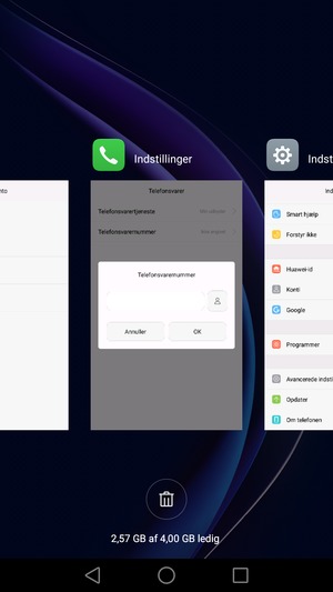 Vælg Slet-ikonet for at lukke alle åbne apps