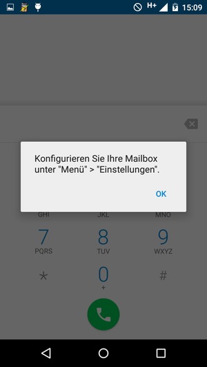 Falls Ihre Voicemail nicht eingerichtet ist, wählen Sie OK