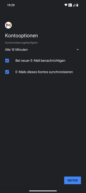 Wählen Sie WEITER