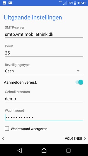 Voer Uitgaand serveradres in