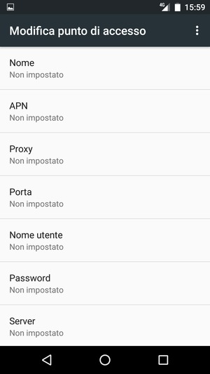 Inserisci le informazioni di Internet
