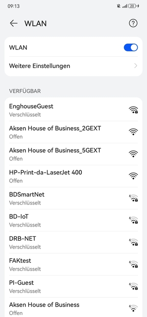 Wählen Sie das Wireless-Netzwerk, zu dem Sie eine Verbindung herstellen möchten