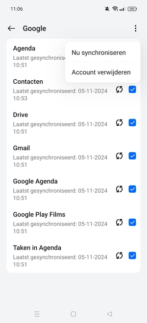 Selecteer Nu synchroniseren