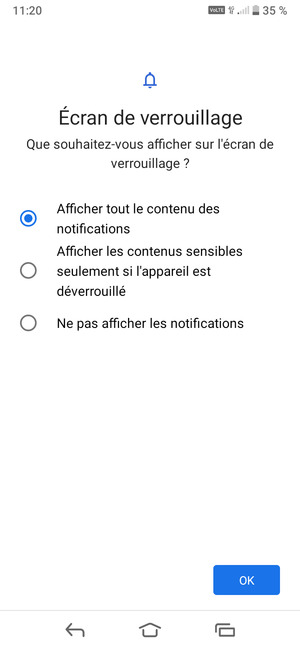 Sélectionnez votre option préférée et sélectionnez OK