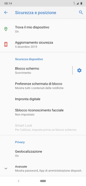 Scorri e seleziona Geolocalizzazione