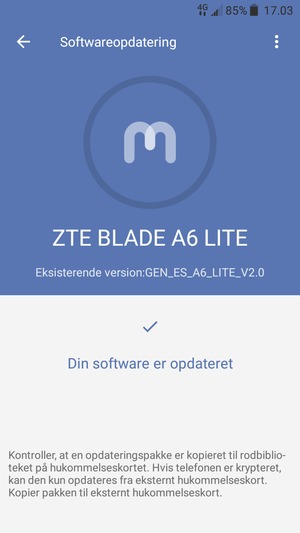 Hvis din telefon er opdateret, vil du se følgende skærmbillede