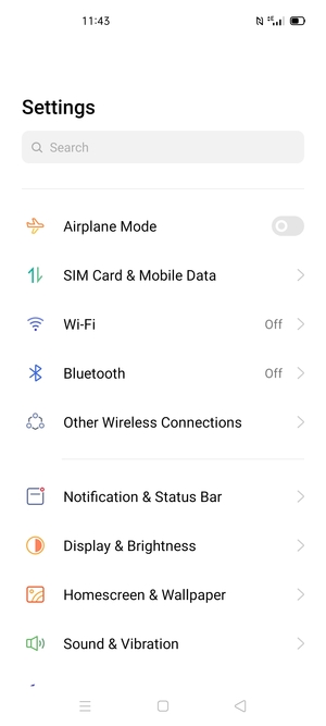 Select SIM Card & Mobile Data