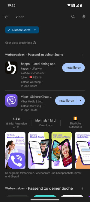 Wählen Sie die App