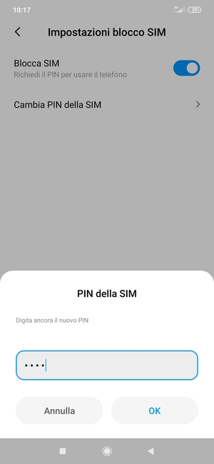 Conferma il nuovo PIN della SIM e seleziona OK