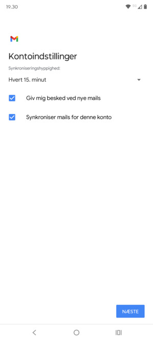 Vælg NÆSTE