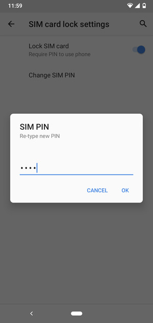 Confirm your new SIM PIN and select OK