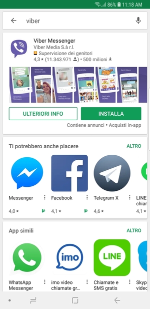 Seleziona l'applicazione