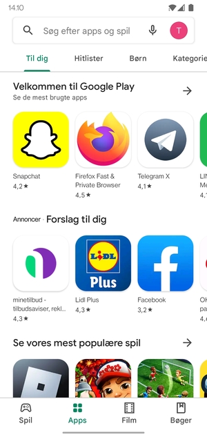 Vælg søgefeltet