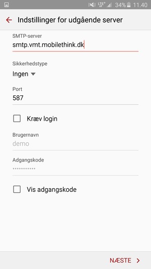 Fjern markeringen i tjekboksen Kræv login og vælg NÆSTE
