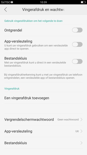Selecteer Vergrendelschermwachtwoord