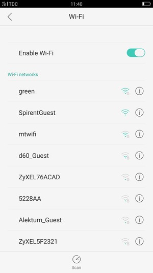 Select the wireless network you want to connect to