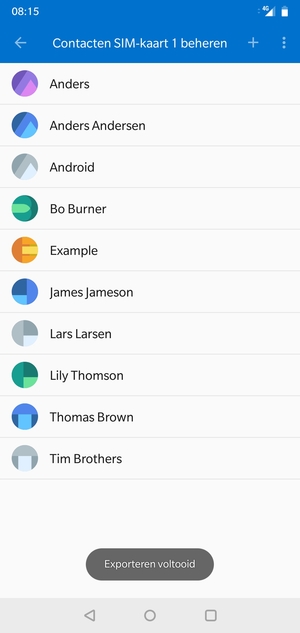 Uw contactpersonen worden opgeslagen naar uw Google-account en naar uw telefoon de volgende keer dat Google gesynchroniseerd wordt.