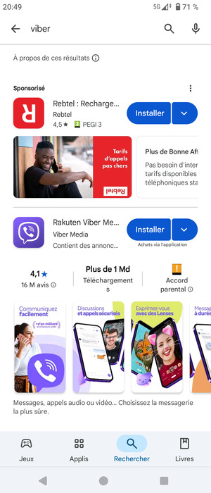 Sélectionnez l'appli