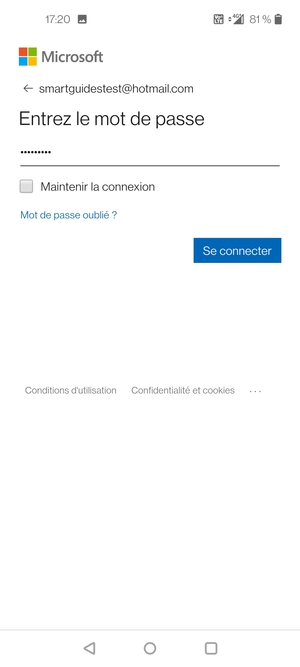 Saisissez votre mot de passe et sélectionnez Se connecter