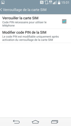 Sélectionnez Modifier code PIN de la SIM