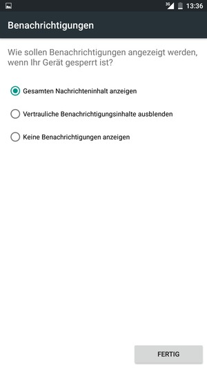 Wählen Sie die gewünschte Option und wählen Sie FERTIG