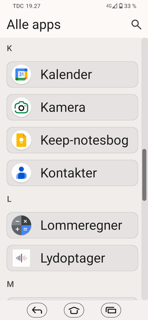 Scroll til og vælg Kontakter